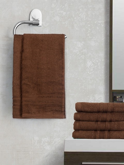 

Lushomes Brown Solid Set of 6 Cotton 450 GSM Hand Towels