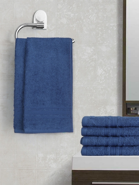 

Lushomes Blue Solid Set of 6 Cotton 450 GSM Hand Towels