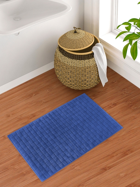 

swiss Republic Pack Of 1 Blue Rectangular 1000 GSM 100% Cotton Bath Mats