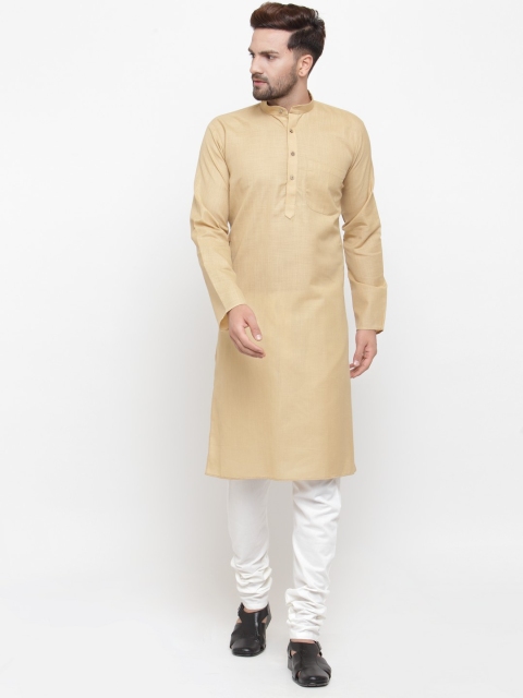 

Jompers Men Beige & White Solid Kurta with Churidar