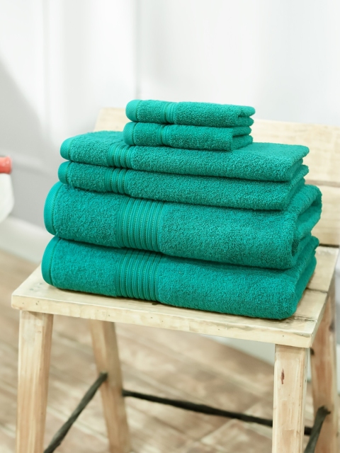 

Swiss Republic Green Solid Set Of 6 630 GSM Cotton Bath Towel