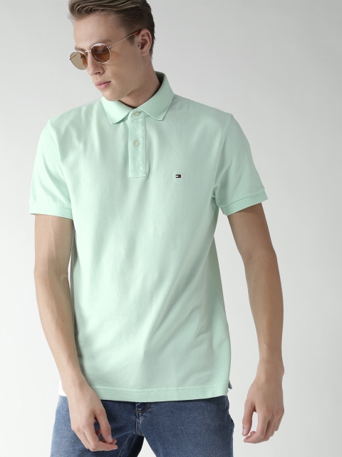

Tommy Hilfiger Men Sea Green Solid Polo Collar T-shirt