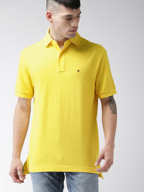 

Tommy Hilfiger Men Yellow Solid Polo Collar T-shirt
