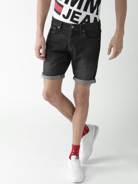

Tommy Hilfiger Men Charcoal Grey Washed Slim Fit Denim Shorts