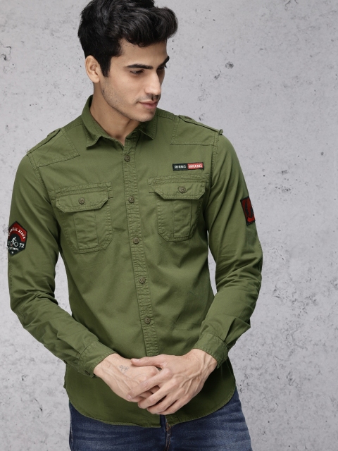 

Ecko Unltd Men Olive Green Slim Fit Solid Casual Shirt