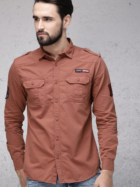 

Ecko Unltd Men Rust Slim Fit Solid Casual Shirt