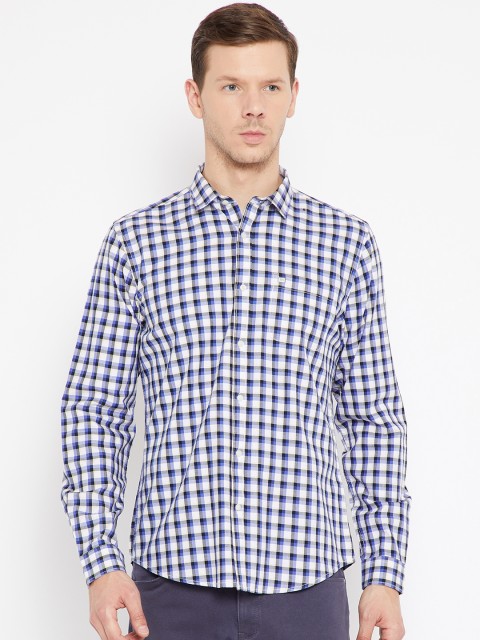 

Blackberrys Men Blue & White Slim Fit Checked Casual Shirt