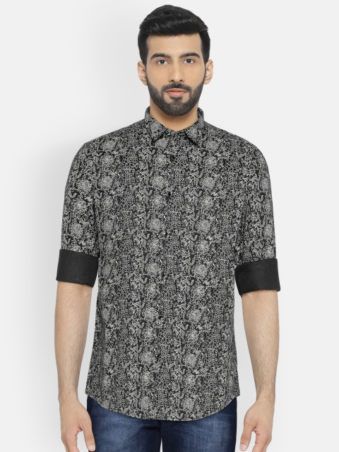 

Blackberrys Men Black & Off-White Slim Fit Printed Casual Shirt