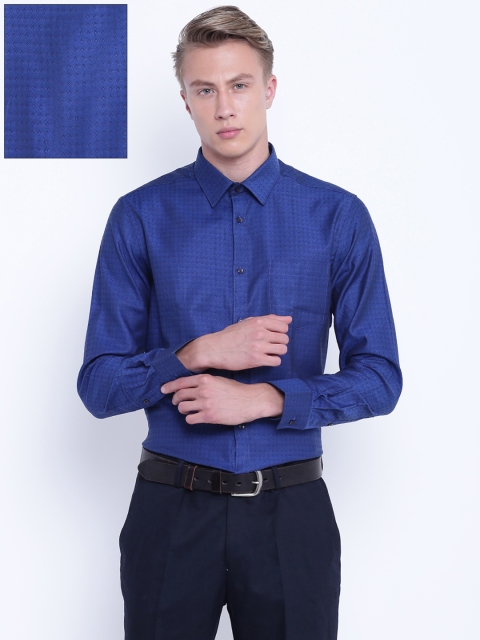 

Blackberrys Men Blue Slim Fit Self Design Partywear Shirt