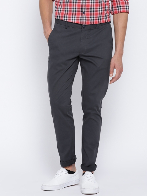 

Blackberrys Men Charcoal Grey Sharp Fit Solid Regular Trousers