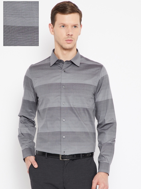 

Blackberrys Men Grey Slim Fit Striped Formal Shirt