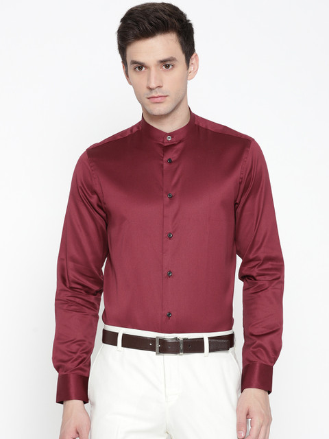 

Blackberrys Men Burgundy Slim Fit Solid Party Shirt