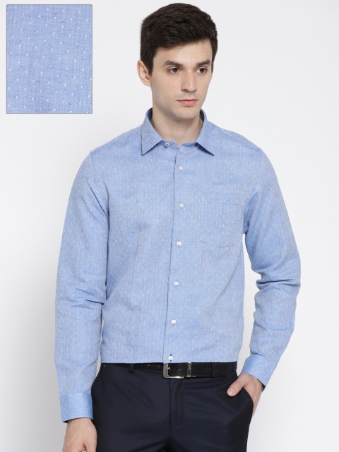 

Blackberrys Men Blue & White Smart Fit Self-Design Formal Shirt
