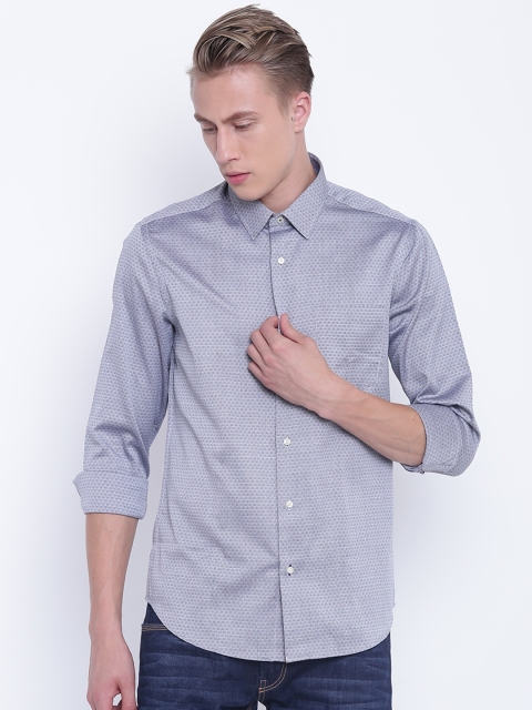 

Blackberrys Men Grey Slim Fit Self-Design Casual Shirt