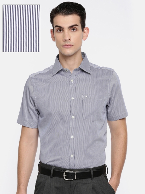 

Blackberrys Men Navy & White Regular Fit Striped Formal Shirt, Navy blue