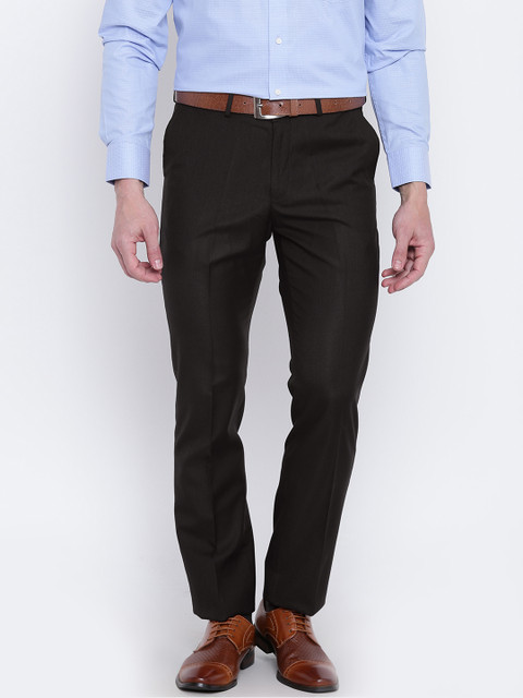 

Blackberrys Men Coffee Brown Regular Fit Self Design Formal Trousers