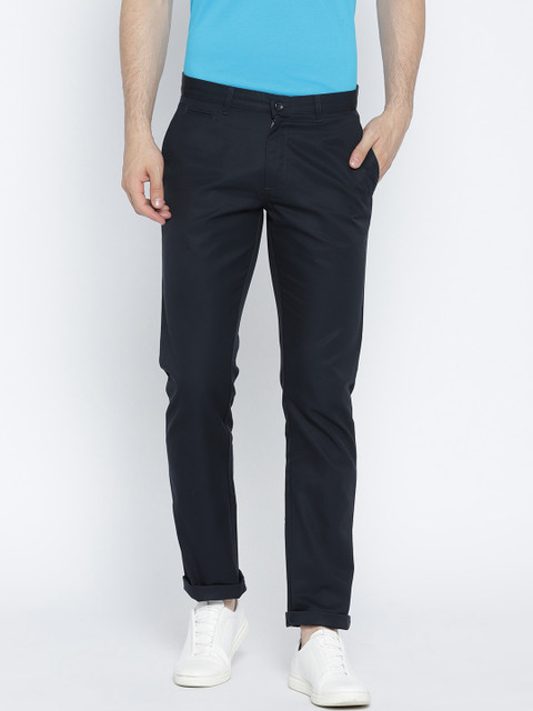 

Blackberrys Men Navy Blue Slim Fit Solid Chinos