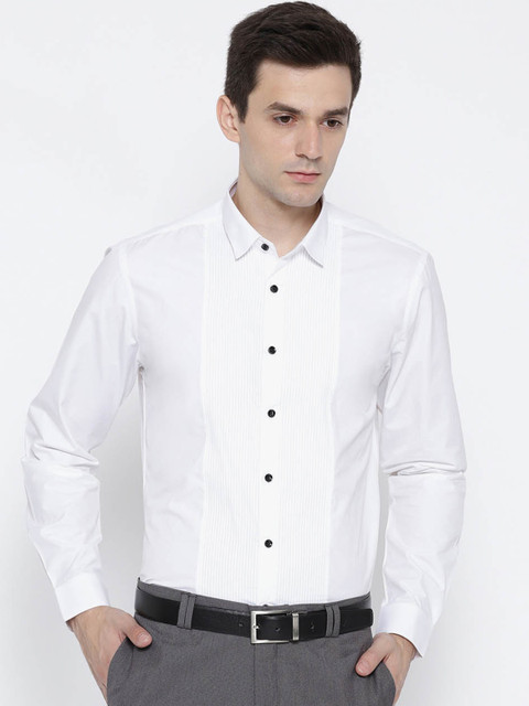 

Blackberrys Men White Slim Fit Self Design Formal Shirt
