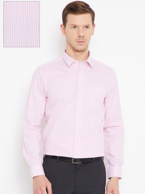 

Blackberrys Men White & Pink Slim Fit Striped Formal Shirt