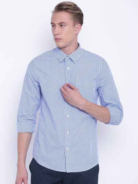 

Blackberrys Men Blue & White Slim Fit Checked Casual Shirt