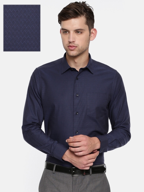 

Blackberrys Men Navy Blue Slim Fit Self-Design Formal Shirt