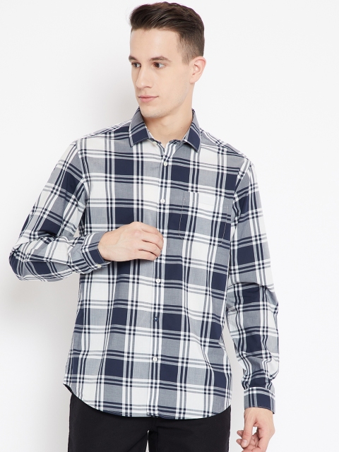 

Blackberrys Men White & Grey Slim Fit Checked Casual Shirt