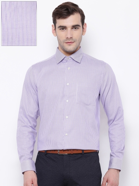 

Blackberrys Men Purple & White Slim Fit Striped Formal Shirt