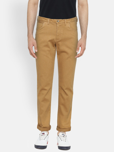 

Blackberrys Men Mustard Brown Regular Fit Solid Trousers