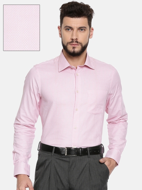 

Blackberrys Men Pink & White Regular Fit Self Design Formal Shirt