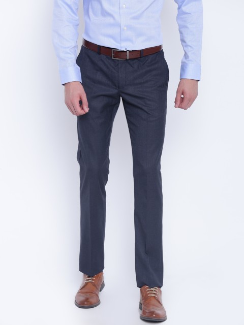

Blackberrys Men Navy Blue Regular Fit Solid Formal Trousers