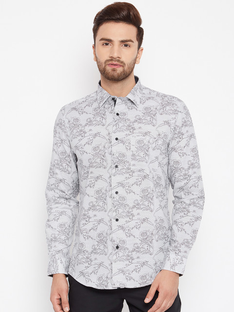 

Blackberrys Men Off-White & Black Slim Fit Printed Casual Shirt