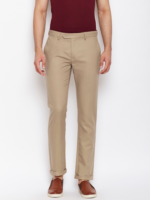 

Blackberrys Men Khaki Tapered Fit Solid Regular Trousers