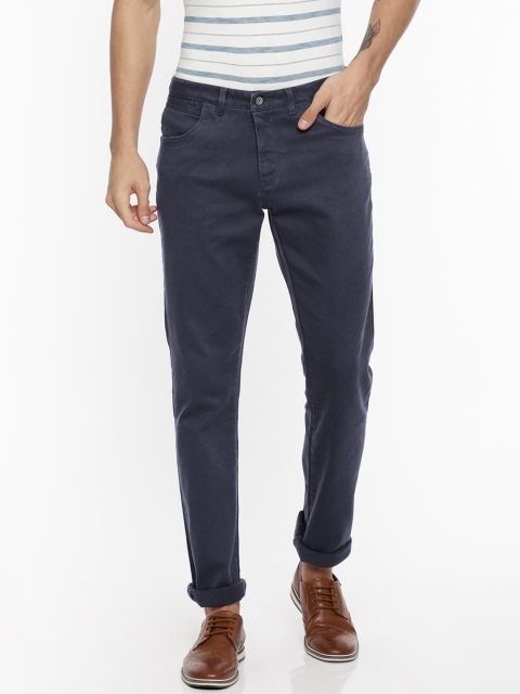 

Blackberrys Men Navy Blue Sharp Fit Solid Regular Trousers