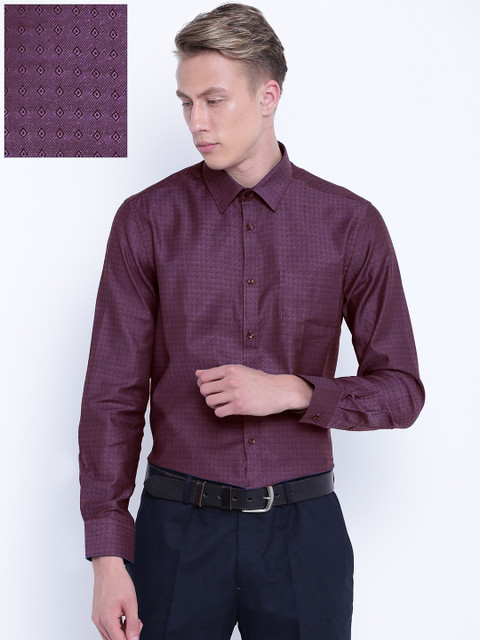 

Blackberrys Men Burgundy Slim Fit Self Design Partywear Shirt