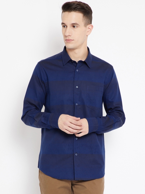 

Blackberrys Men Navy Slim Fit Striped Casual Shirt, Navy blue