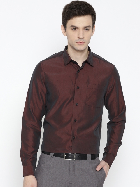 

Blackberrys Men Burgundy Solid Slim Fit Partywear Shirt