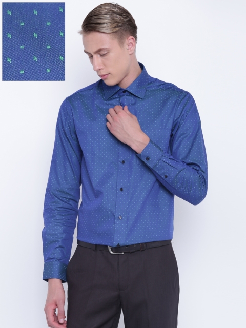 

Blackberrys Men Blue Slim Fit Self-Design Formal Shirt