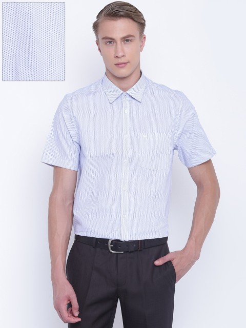 

Blackberrys Men White & Blue Smart Smart Regular Fit Self Design Formal Shirt