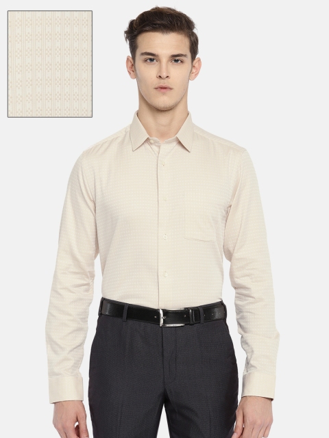 

Blackberrys Men Beige Slim Fit Striped Formal Shirt