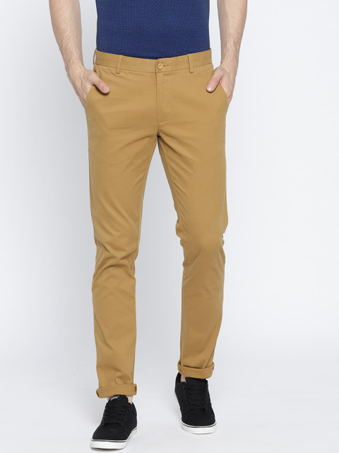 

Blackberrys Men Khaki Sharp Slim Fit Solid Chinos