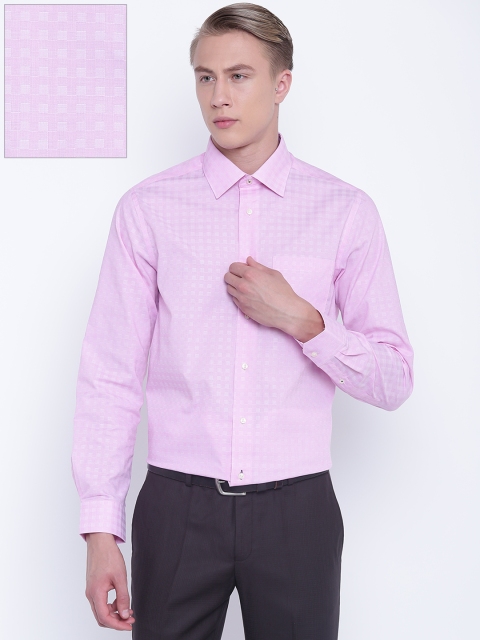 

Blackberrys Men Pink Slim Fit Self-Checked Formal Shirt