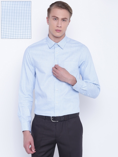 

Blackberrys Men Blue & White Slim Fit Checked Formal Shirt