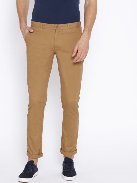 

Blackberrys Men Khaki Regular Fit Textured Trousers