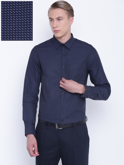 

Blackberrys Men Navy Blue Slim Fit Self Design Formal Shirt