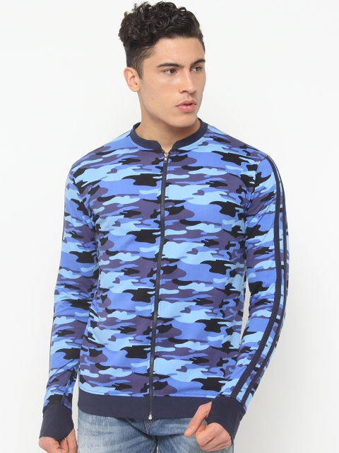 

SayItLoud Men Blue Printed Mandarin Collar T-shirt