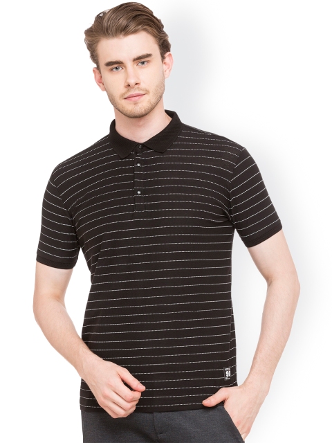 

Status Quo Men Black Striped Polo Collar T-shirt