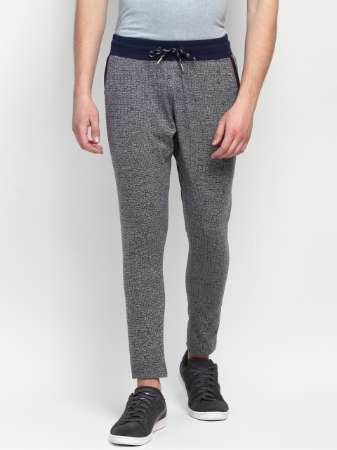 

MKH Men Grey & Navy Blue Printed Slim Fit Track Pants