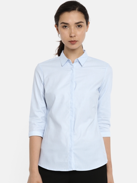 

Van Heusen Woman Blue Regular Fit Self Design Formal Shirt