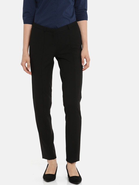 

Van Heusen Woman Black Slim Fit Solid Formal Trousers
