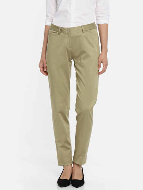 

Van Heusen Women Khaki Regular Fit Solid Formal Trousers